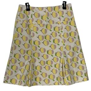 Kenar A-Line Pleated Godet Skirt Pastel Fruit AOP Women's 10 Spring Cottagecore